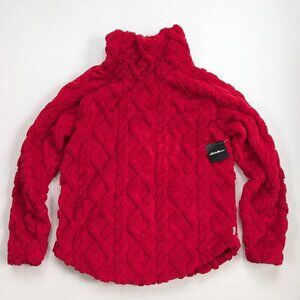 NWT Eddie Bauer Women's Plush Cable Textured Fleece Sweater Small Cabincore